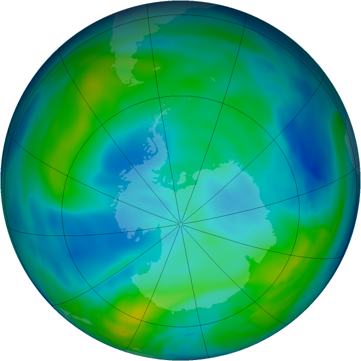 Antarctic ozone map for 28 May 2005
